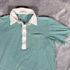 Criquet Striped Polo Shirt Mens Small Golf Preppy Pima Cotton Stretch Green